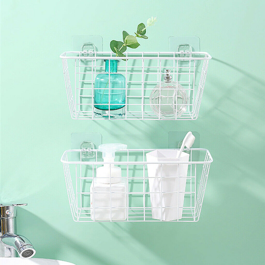 2Pieces Wall Mounted Wire Bathroom Towels Basket Storage Basket For Kitchen