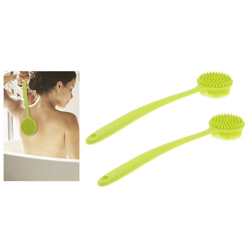 2 Pcs Soft Silicone Bath Body Brush Back Scrubber Cleaning Exfoliating Tool