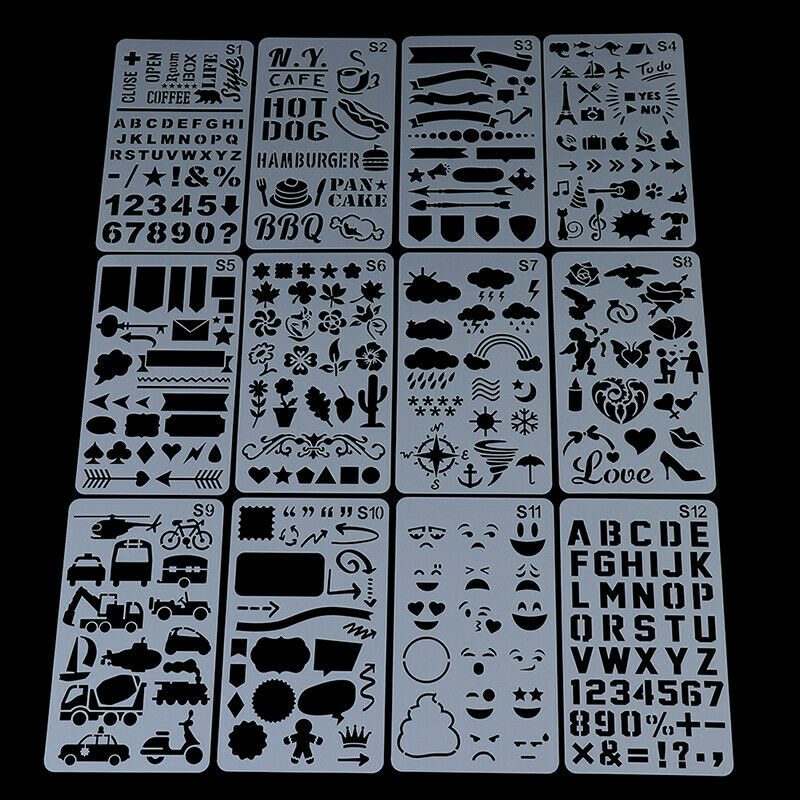 24pcs/set Journal Album DIY Border Drawing Template Ruler Stencil Painting YXDD