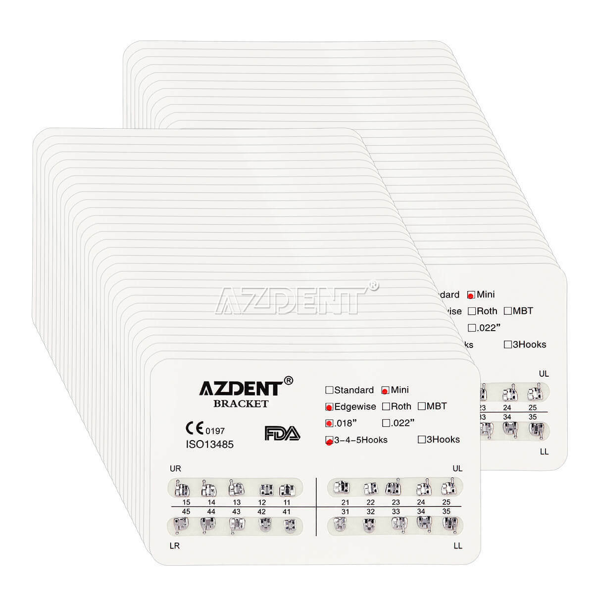 100 X Dental Orthodontic Metal Brackets Mini Edgewise Slot.018 Hook 345 AZDENT