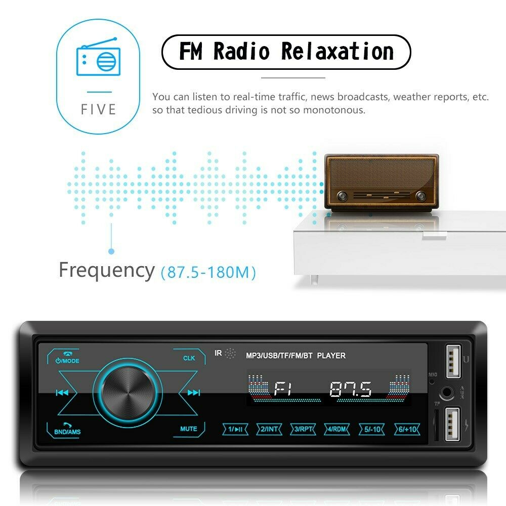 Single DIN Touch Screen HD Car Stereo In Dash MP3 Player Bluetooth FM USB Radio/