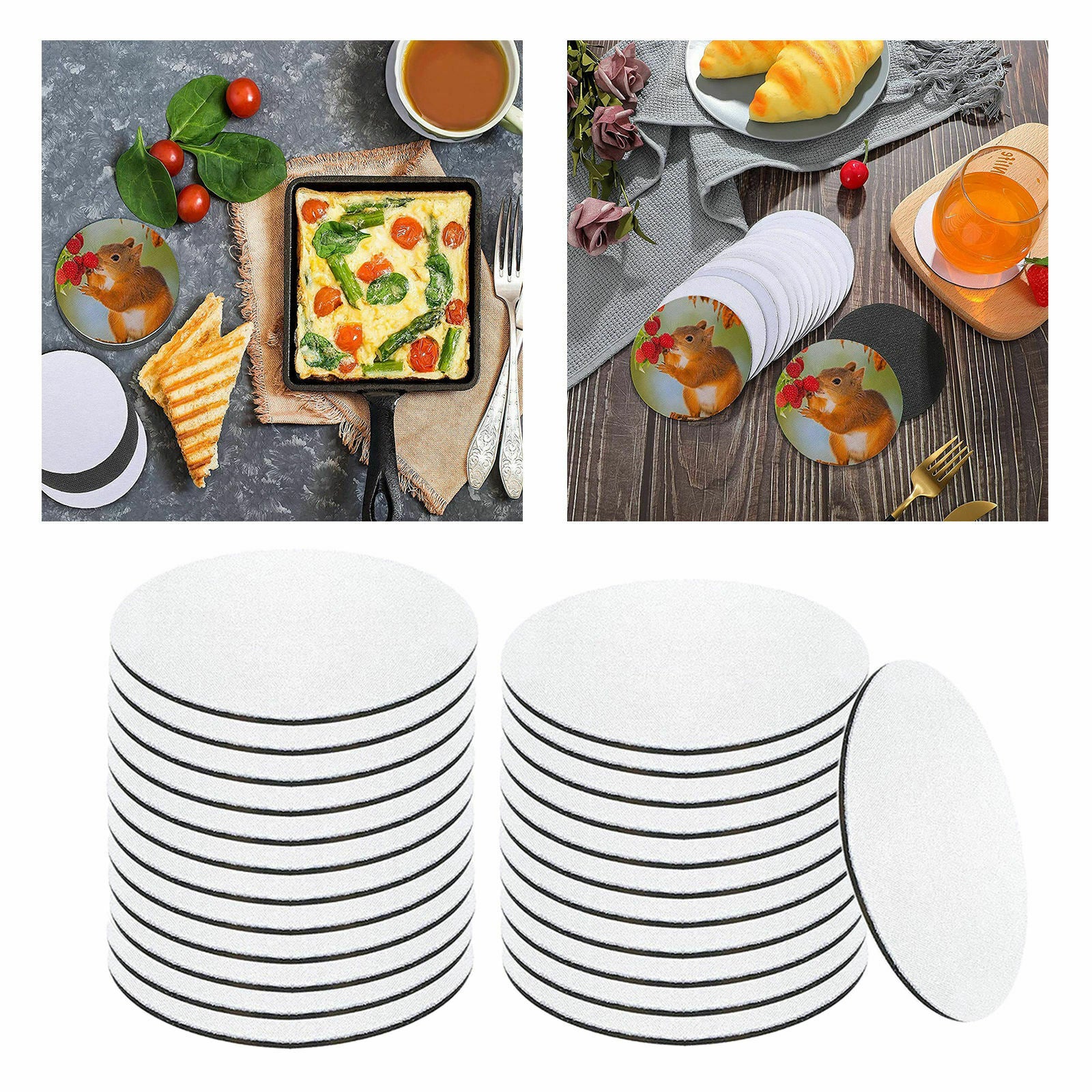 24 Pcs Portable Car Coaster White Round Home Coffee Cup Coaster for Family