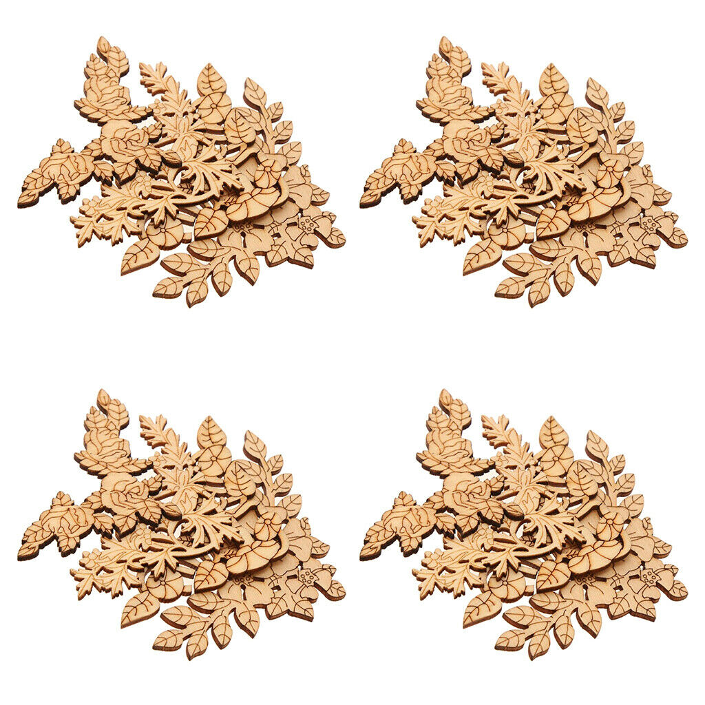 16x Unpainted Flowers Wooden Carved Corner Door Rose Decorative Onlay Applique