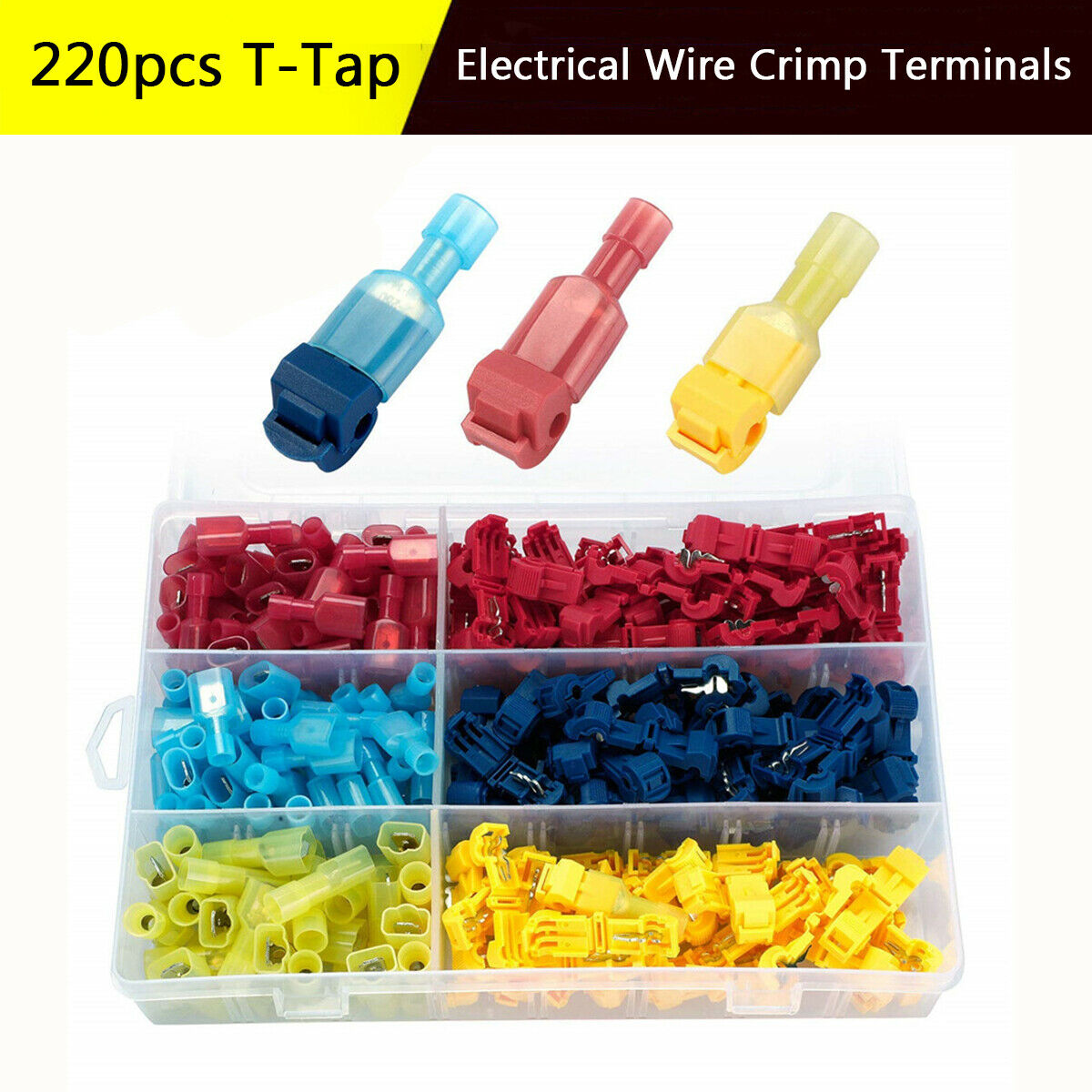 T-Tap/Male Insulated Wire Terminal Connection Car Alarm Radio Installation 220Pc