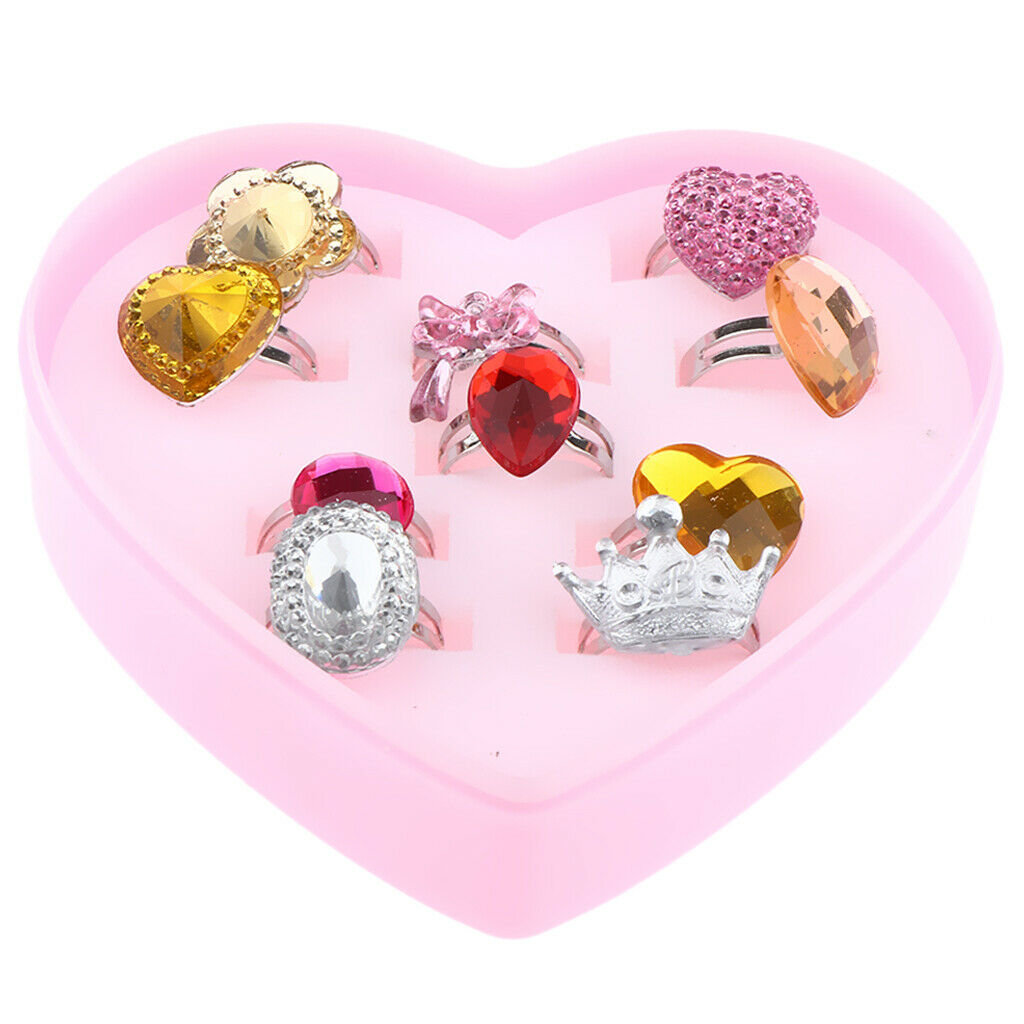 10pcs Kids Rings in Box, Cute Cartoon Ring, Rings for Little Girls