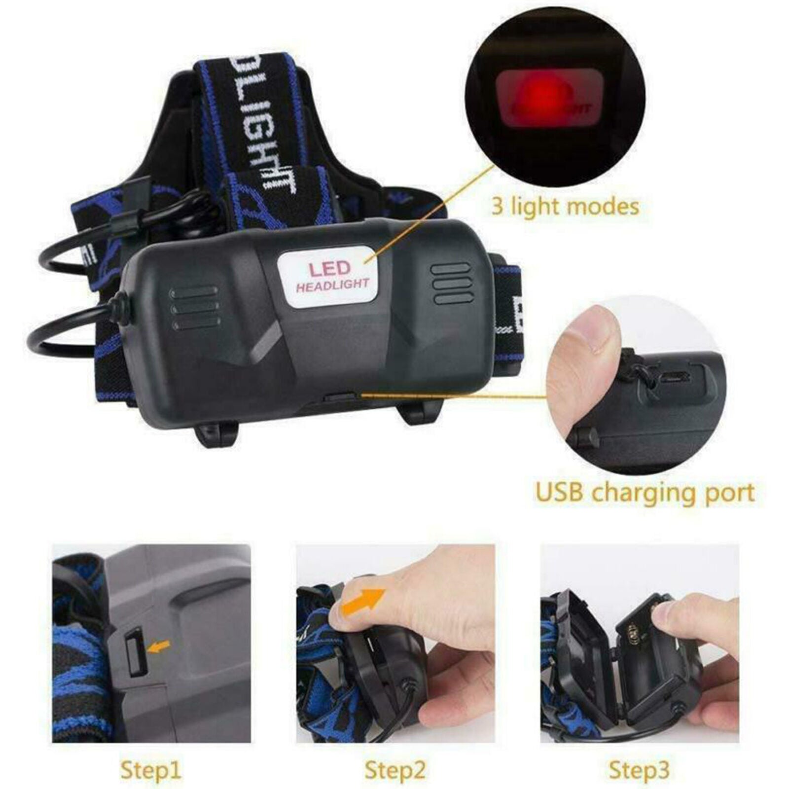 Super Bright  LED Headlight Torch Headlamp Fishing Head Light