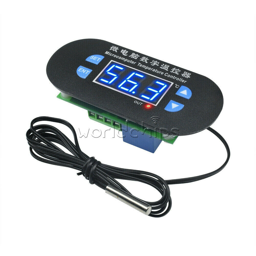 Blue LED W1308 12V Digital Thermostat Temperature Alarm Controller Sensor Meter
