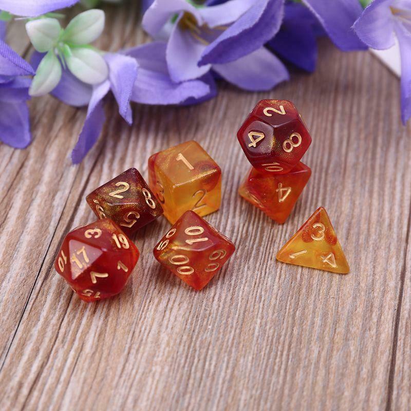 7pcs D20 Polyhedral Dice Glitter Double Colors 20 Sided Dices Table Board Game