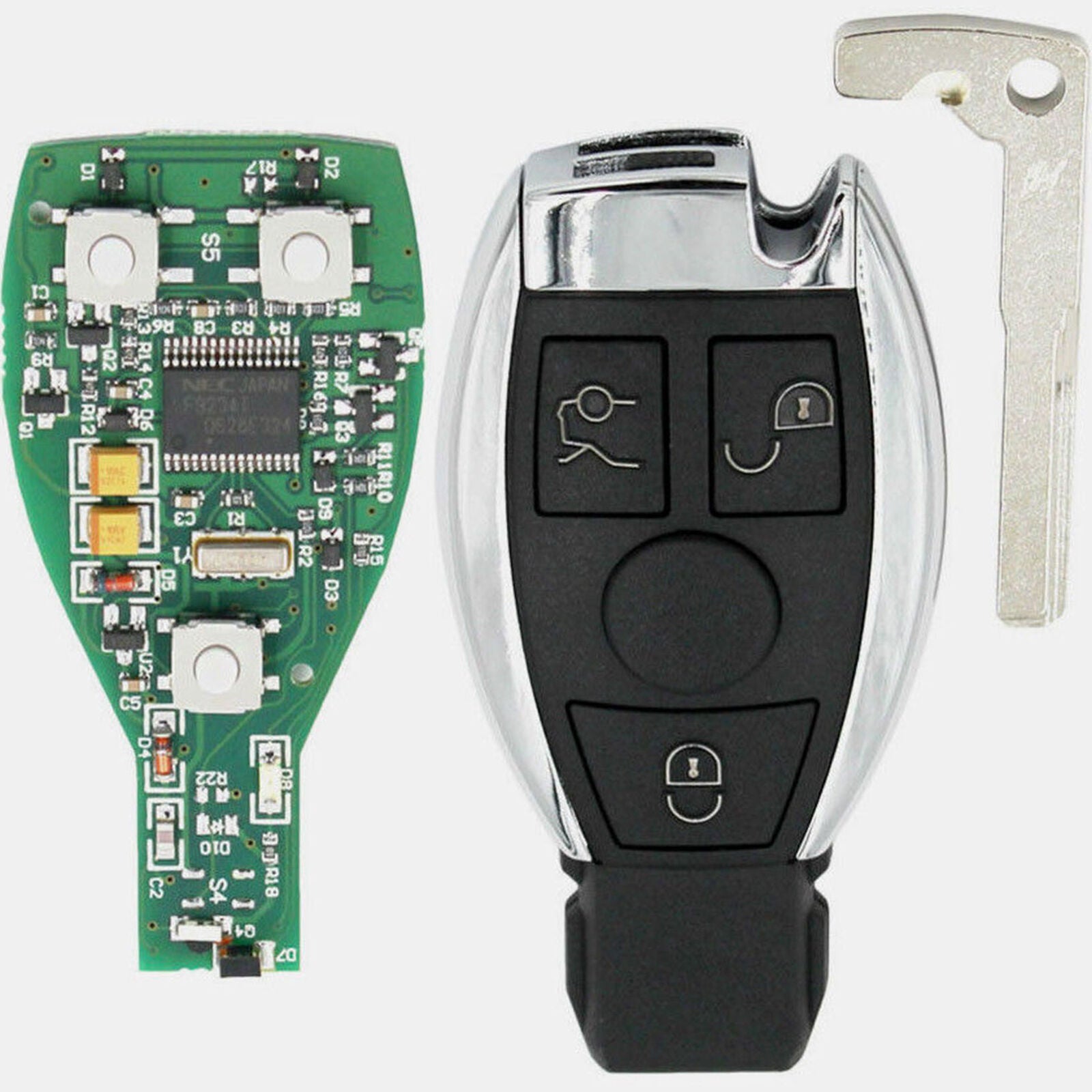 1Pc 3 Buttons Remote Key Fob 433MHz BGA With Chip For Mercedes Benz 2000+