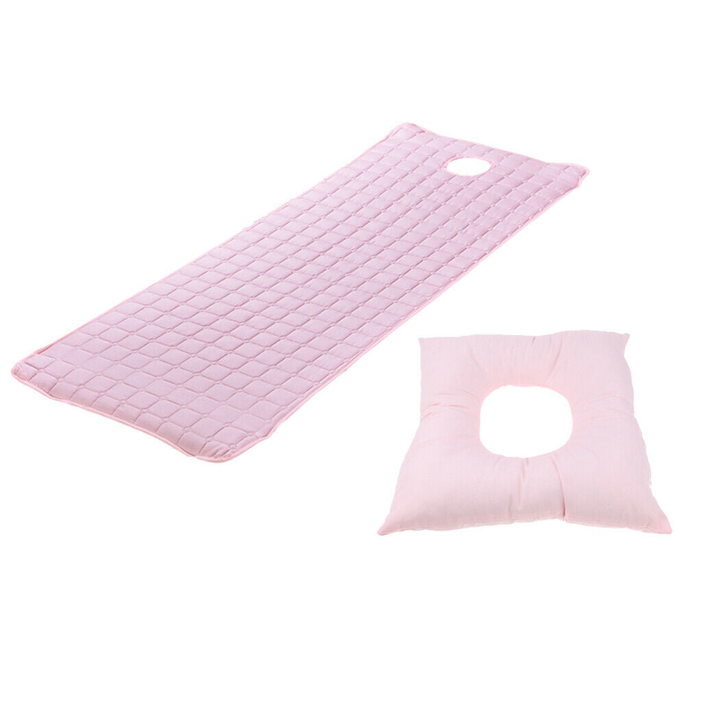 Massage Table Sheet Mattress Cover 190x80cm with Cushion Pink