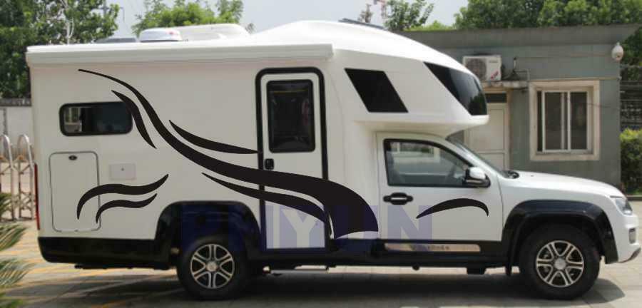 2 Sets Car RV Carvan Camper Van Body Side Stripes Graphics Vinyl  Decals Black