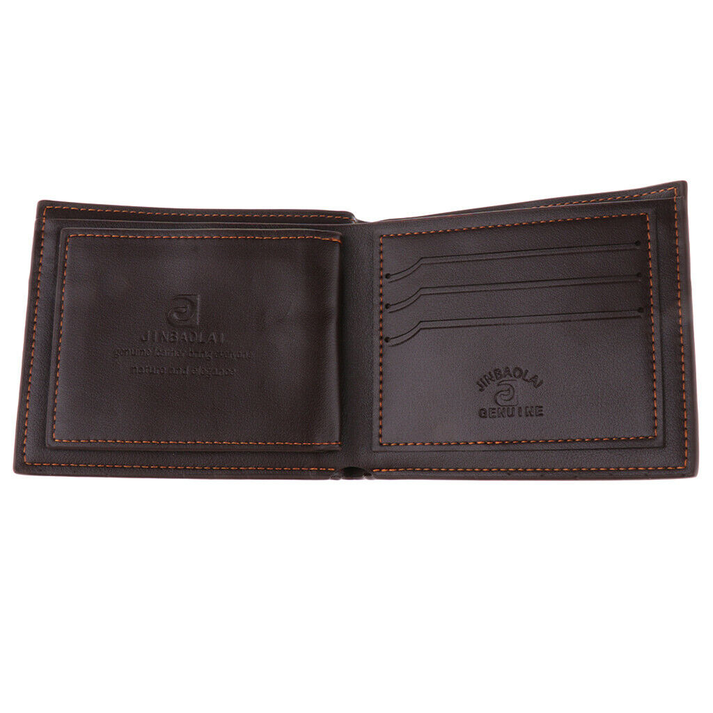 Mens Short Circular PU Leather Cash Card Holder Purse Clutch Wallet Coffee