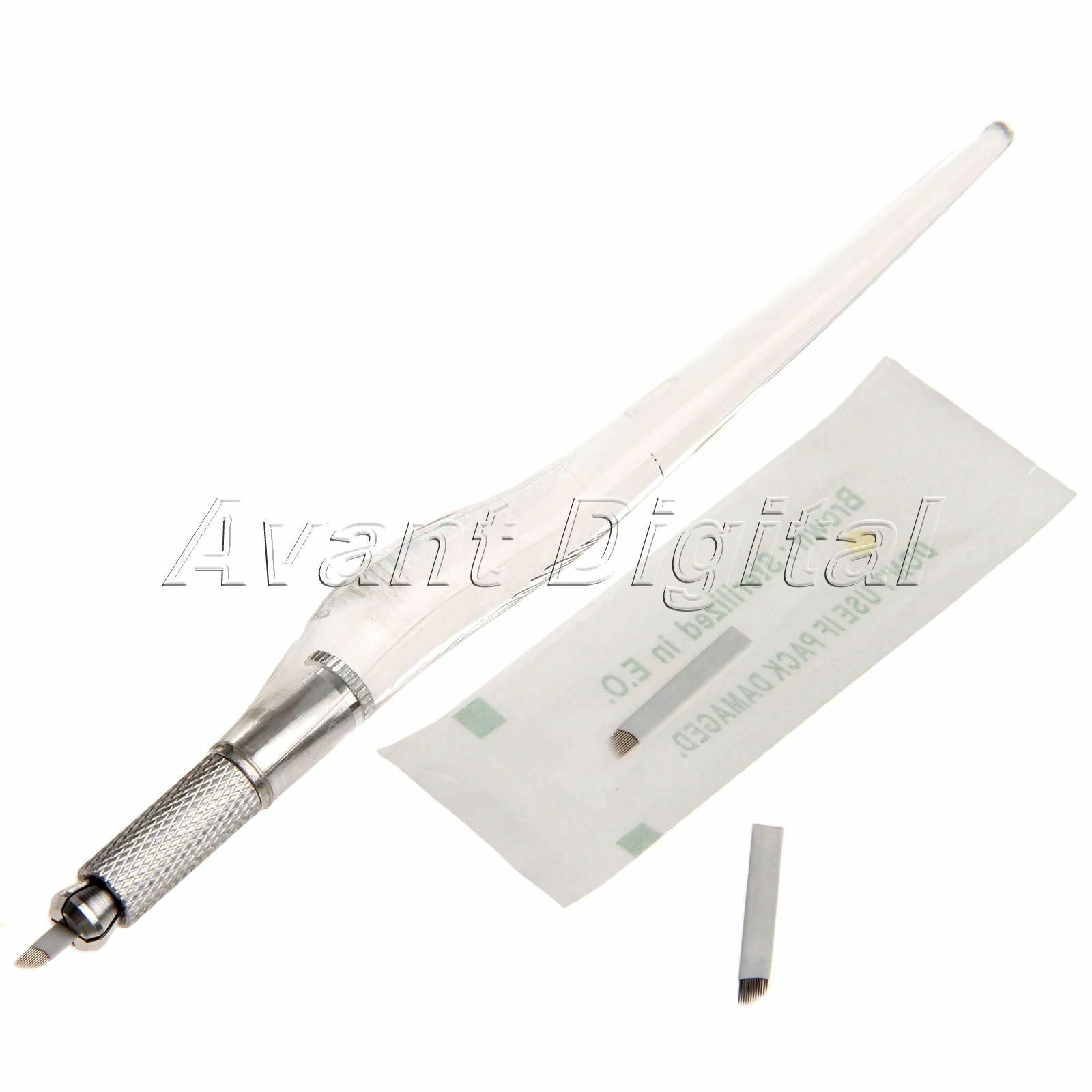 12 Pin needles+ Manual Tattoo Pen PCD Makeup Machine Eyebrow Micro blade Pen