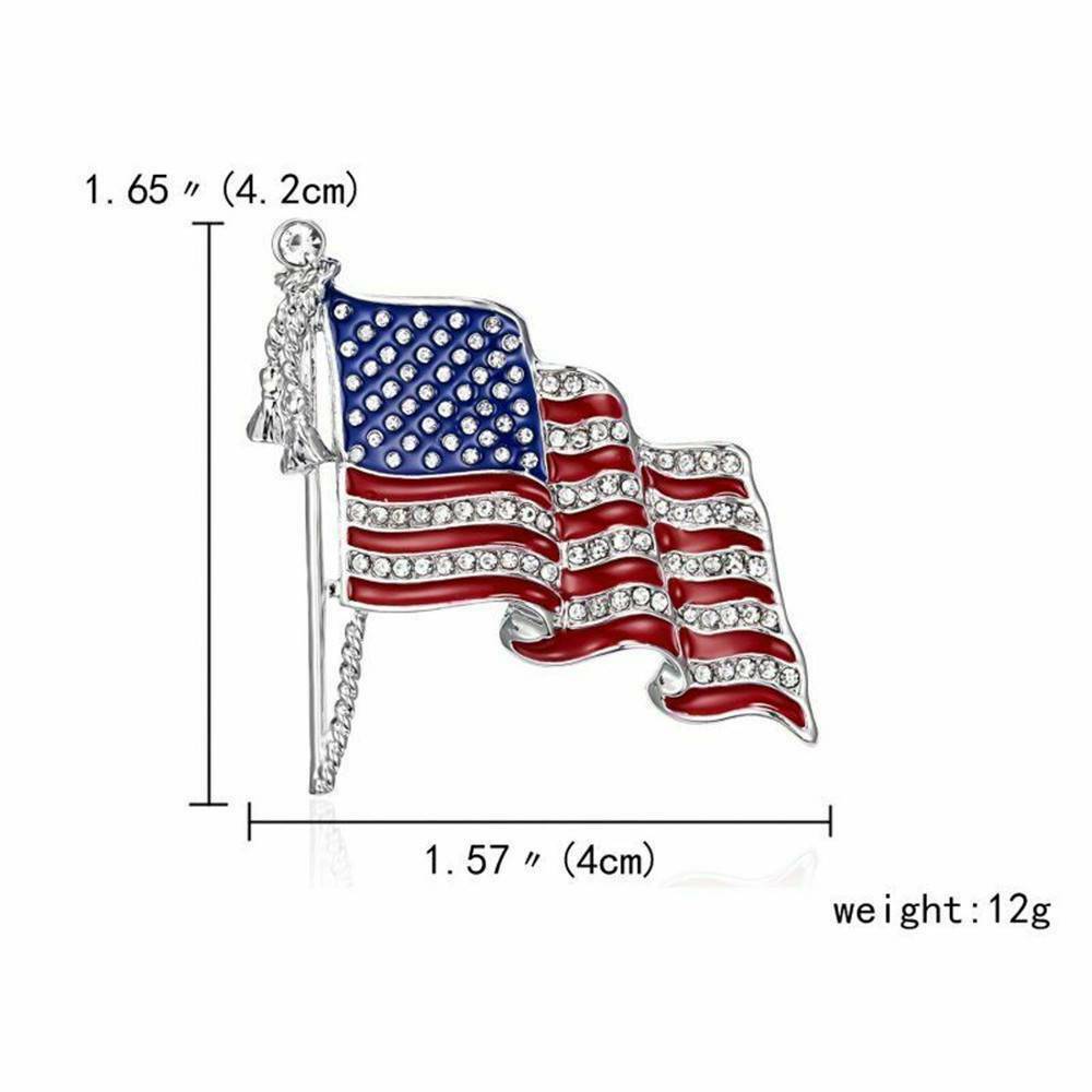 American USA National Flag Star Lapel Pins Crystal Rhinestone Brooch Badge Gift