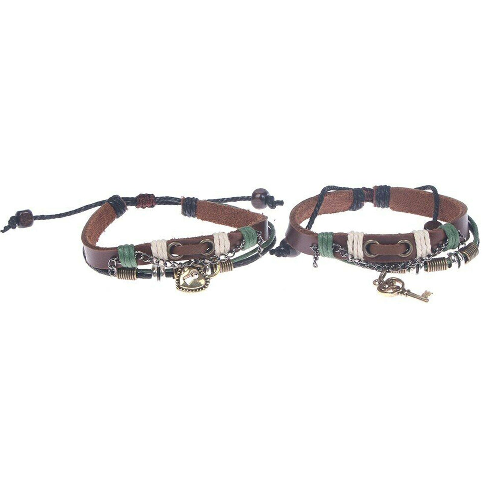 Bracelets For Men Women Leather Heart Jewelry Charm Fashion Couples Lovers