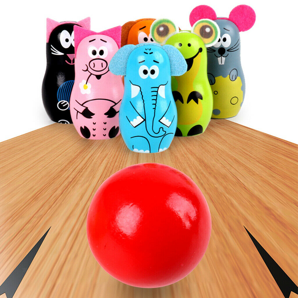 Children Wooden Bowling Set Indoor Outdoor Skittles Game Family Fun Preschool