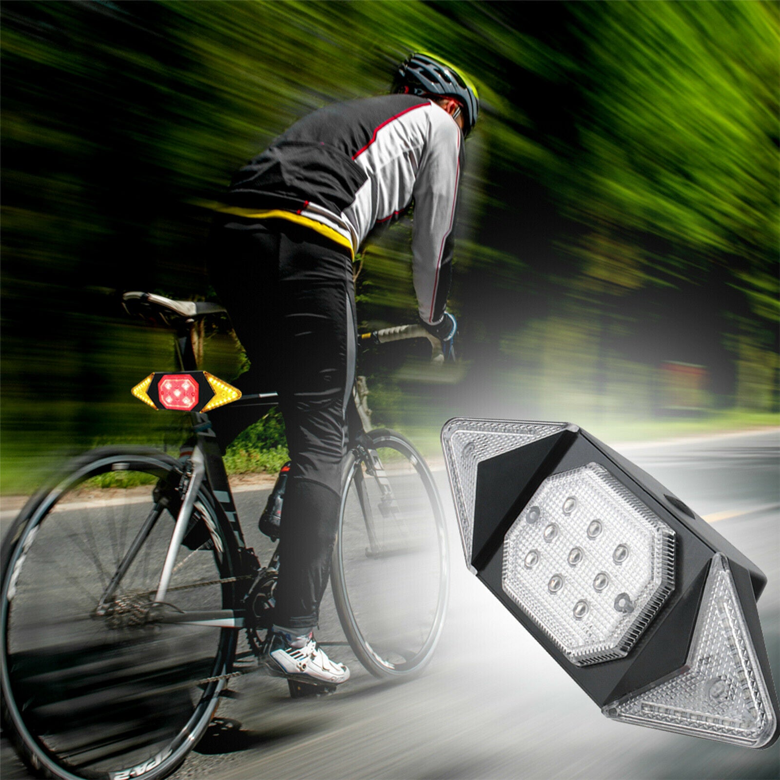 Rechargeable LED Bike Rear Lamp Wireless Remote Control Cycling Taillight  @