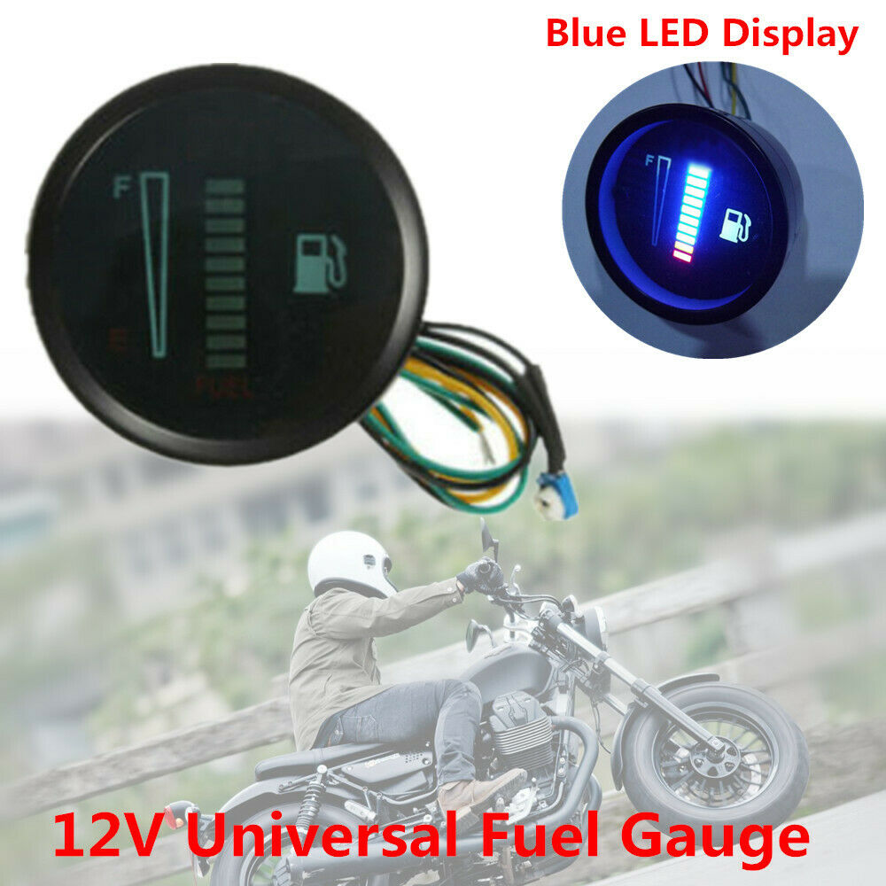 12V Car Motorcycle Scooter 2inch 52mm LED Display Fuel Level Meter Digital Gauge