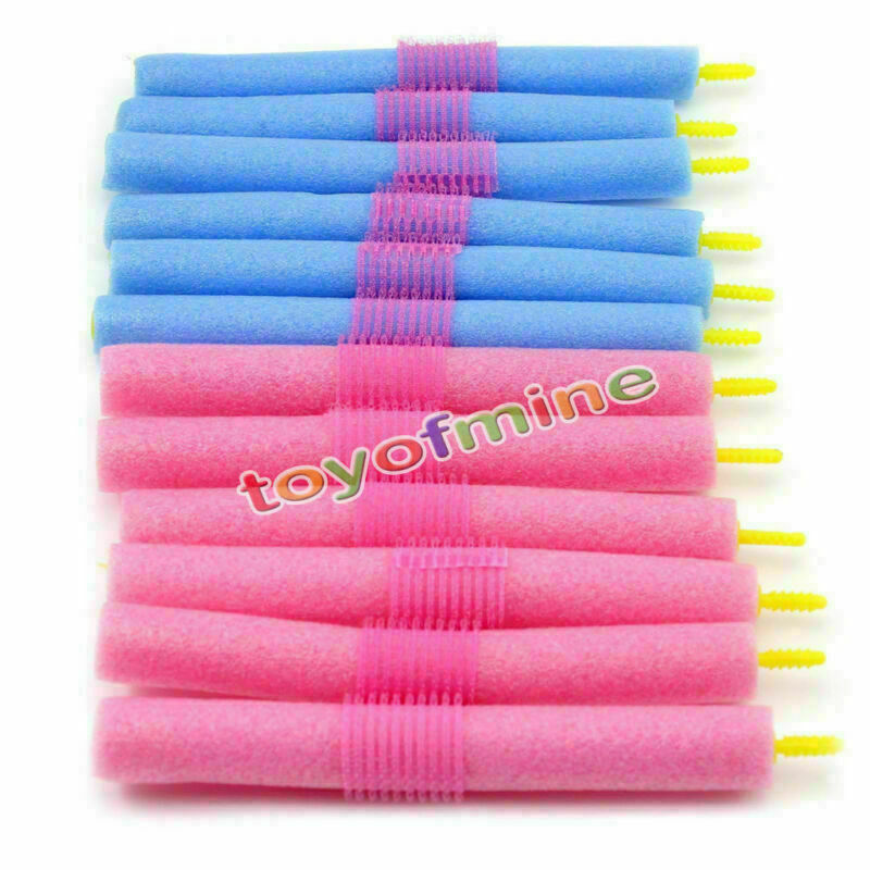 12PCS Soft Twist Soft Foam Bendy Hair Rollers Curlers Cling Strip R