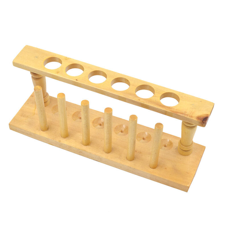 1 Pc Wooden 6 Holes Test Tube Airing Storage Rack for Chemistry Lab Supplies