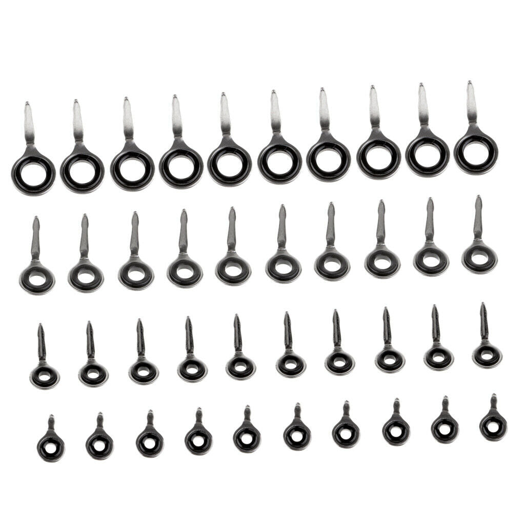 40Pcs Rod Guides Durable Eye Ring Raft Single Leg Guides Repair Mixed Size