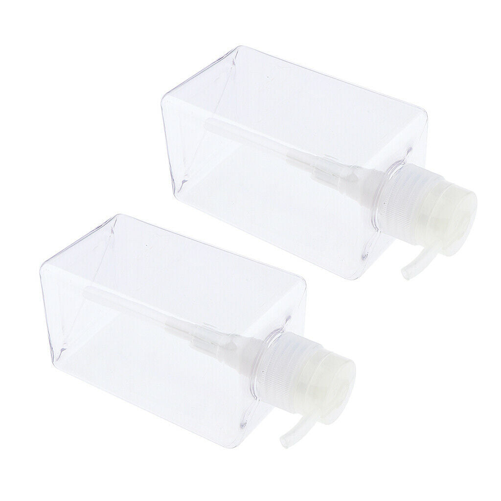 Empty Shampoo Conditioner Pump Bottle Refillable Container 450ml Clear 2pcs