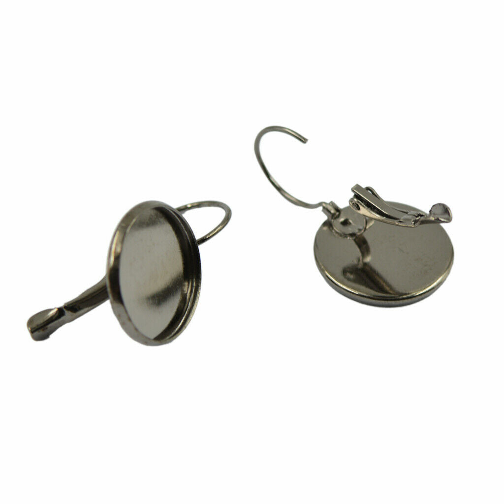 12 Ear Hook Making Copper Cabochon Setting DIY Round Of Brass Black Jewelry