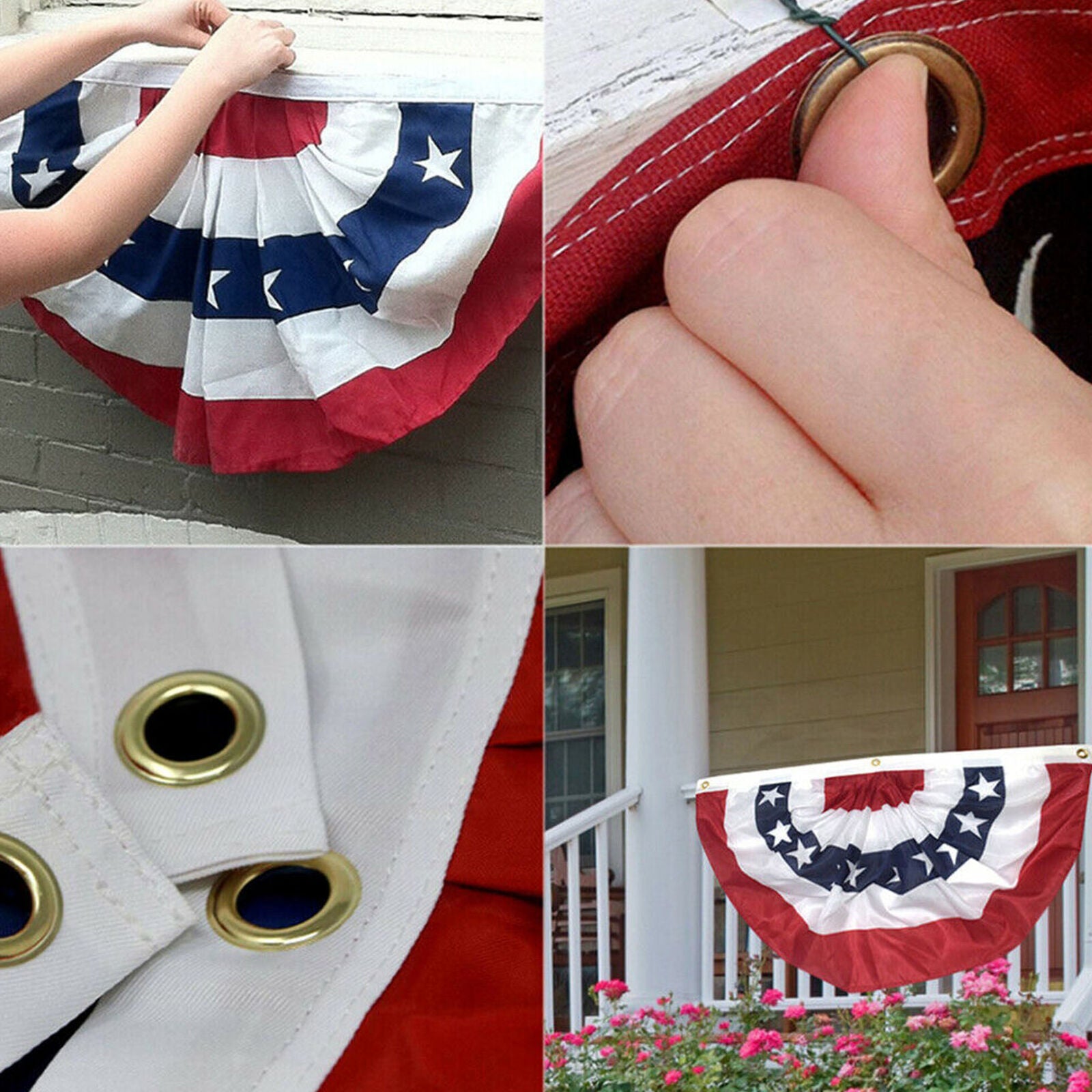 (6 Pack) 45*90cm USA American America U.S. Bunting Fan Flag Banner Grommets