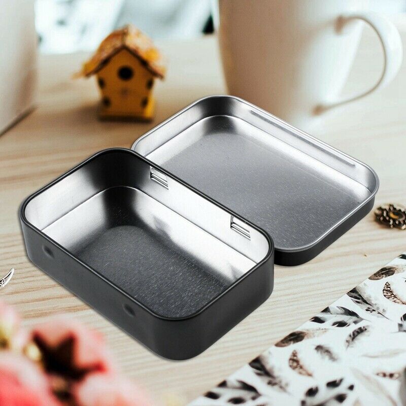 95x60x21mm Black Tin Box Black Metal Box With Matte Candy Box Small Box Q2M5