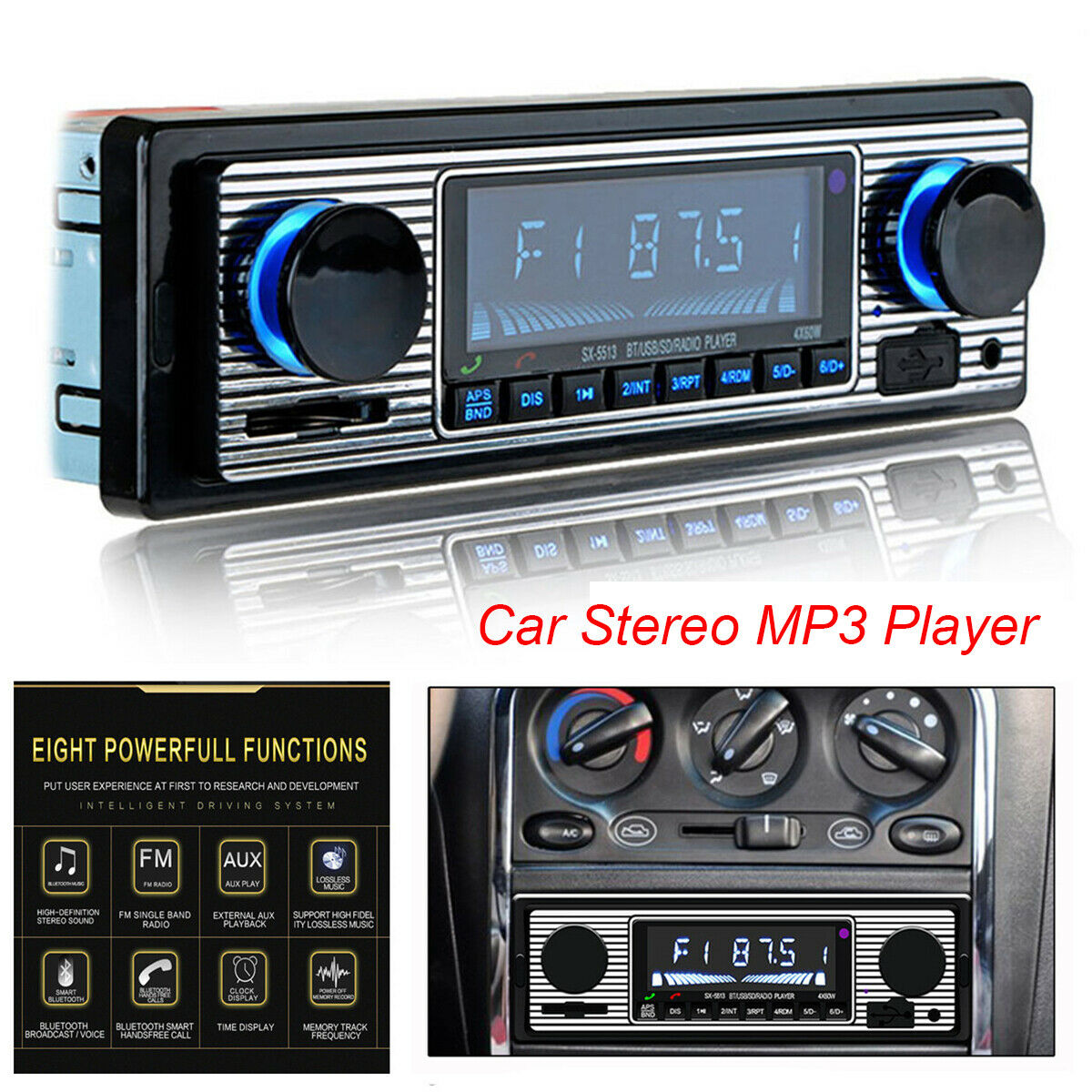 4-CH High Power Car Bluetooth Stereo Radio MP3 Player USB / SD / FM / WMA / WAV