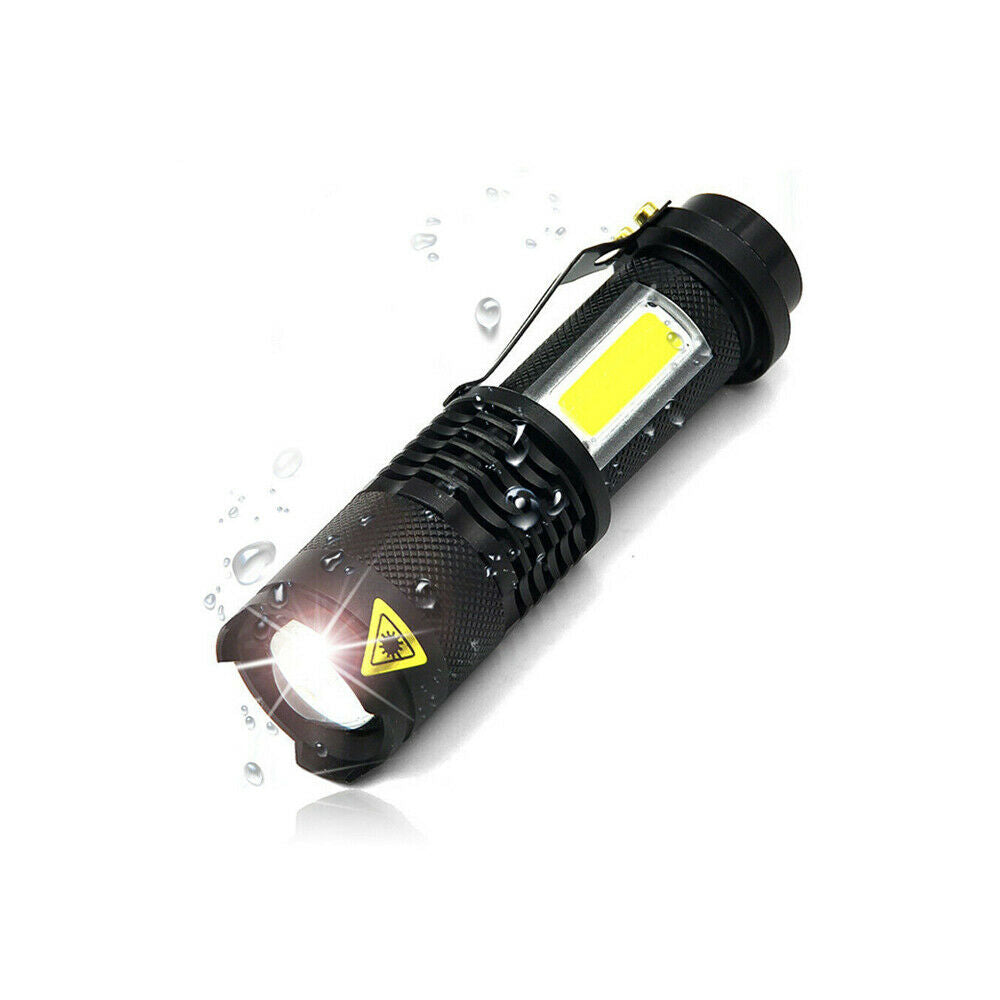 8000LM Portable LED Flashlight Q5+COB Zoomable Torch Mini Pocket Light 4 Mode zj