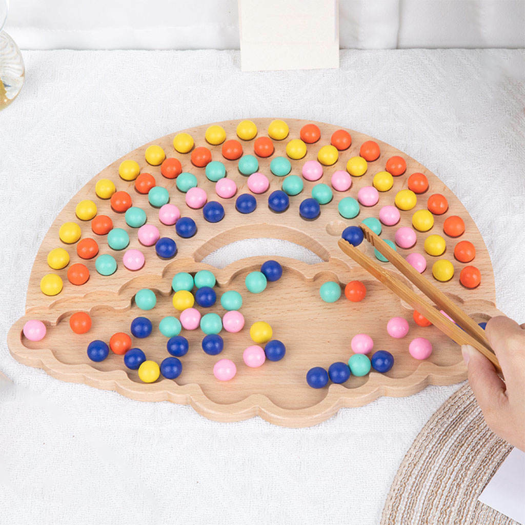 Wooden Beads Game Montessori Educational Early Learning Children Clip Beads