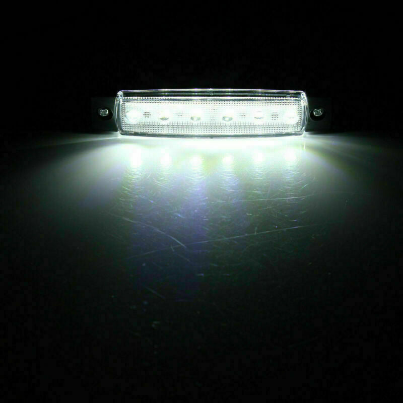 10x White 6 LED Side Marker Lamp Clearance Trailer Light Indicator Truck 24V 12V