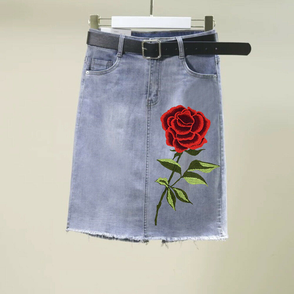 Rose Flower Embroidered Patches Sew Iron on Applique Clothing Adhesive Badge DIY