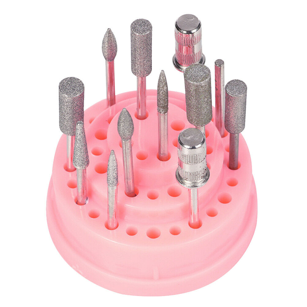 48Hole Pink Organizer Manicure Storage Box Displayer Nail Drill Bit Holder J.DD