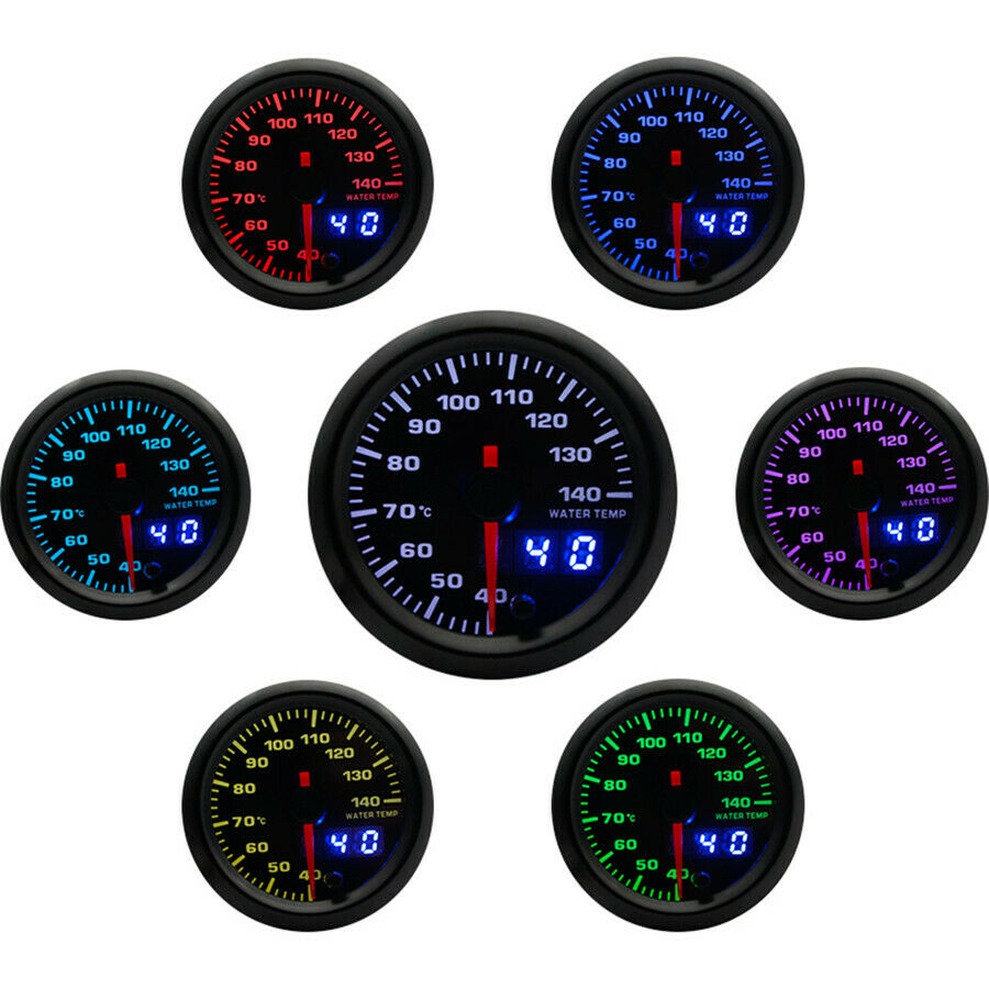 Universal 2''52MM Car Water Temperature Gauge 7 Color LED Digital Display+Sensor
