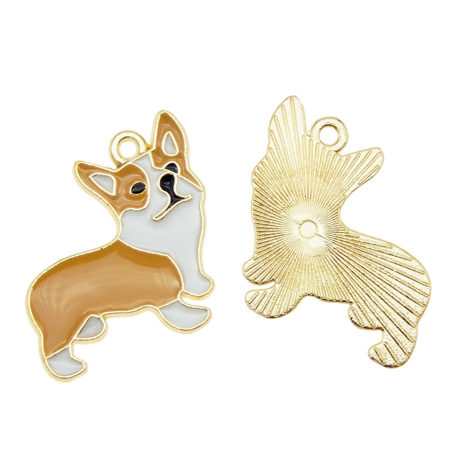 10 pcs Enamel Puppy Dog Charm Corgi Alloy For Pendant Jewelry DIY Crafts 23*22mm