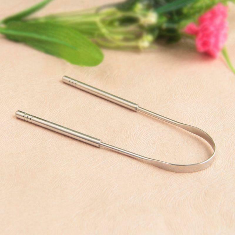 Stainless Steel Useful Tongue Scraper Cleaner Fresh Breath Cleaning Coated Tongu