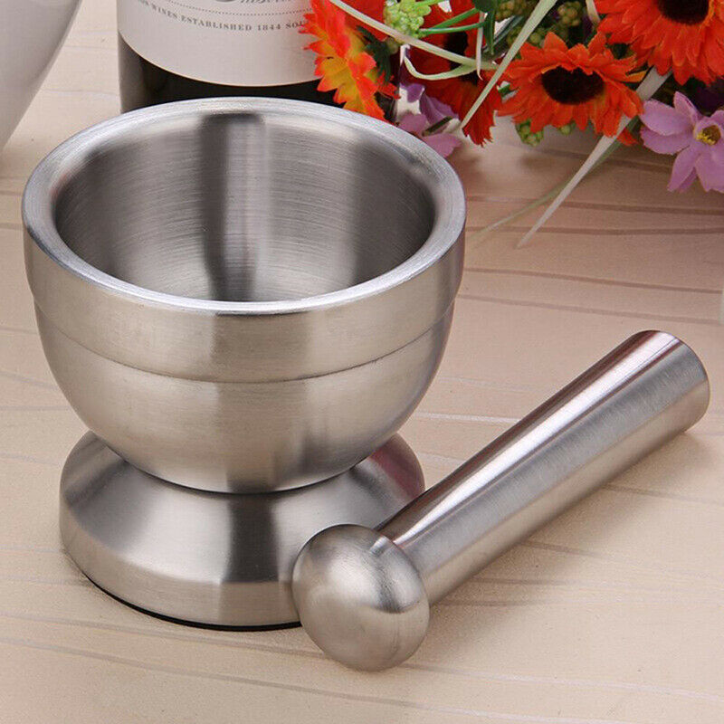 Mortar Pestle Pugging Pot Garlic Spice Grinder Pharmacy Herbs Bowl Mill GrinFCA