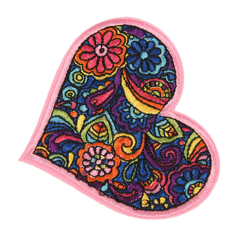 Colorful Flower Heart EmbroideredSewOn Iron On Patch Badge Bag Fabric Appl.l8