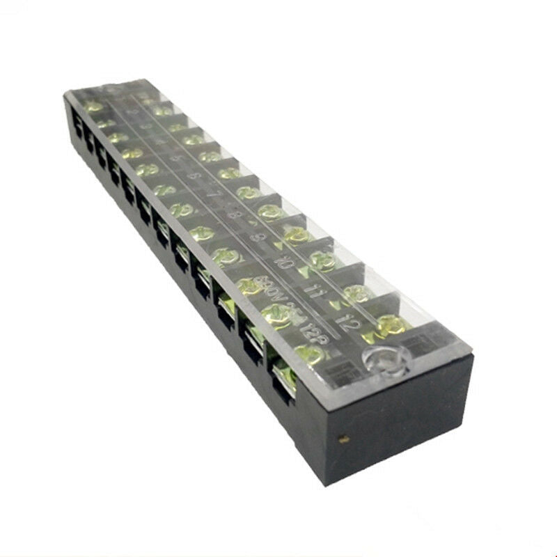1Pcs Barrier Terminal Block 12-Position(Dual Row) 600V 25A 0.5-2.5mm2 Wire Secti
