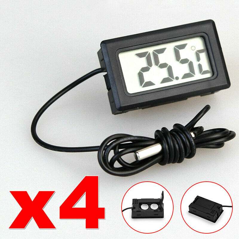 4PCS Mini Tester Car Digital LCD Temperature Thermometer Meter Temp Sensor Probe