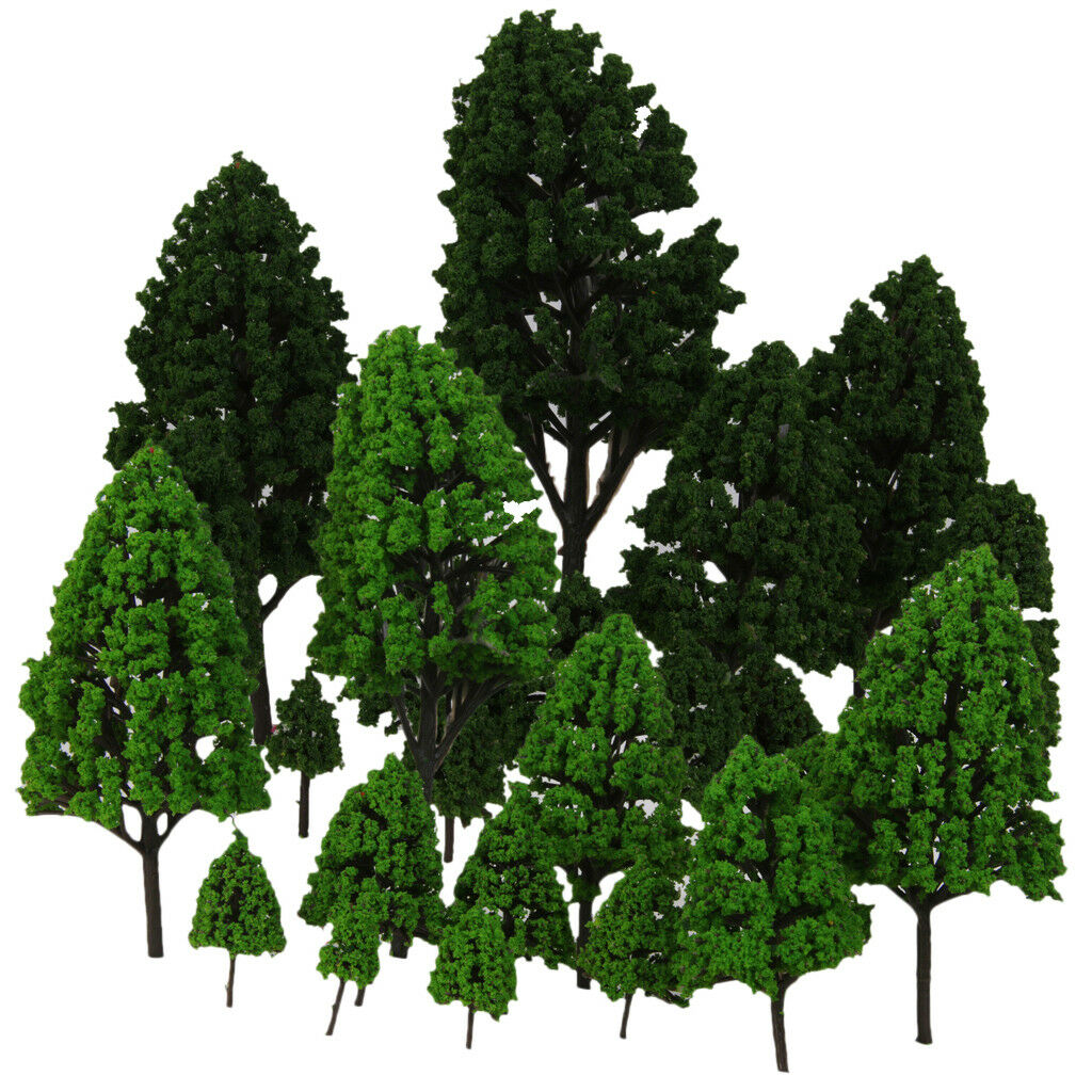 24x Light/Dark Green Poplar Trees 2.5-16cm Train Rainway Layout Park Scene