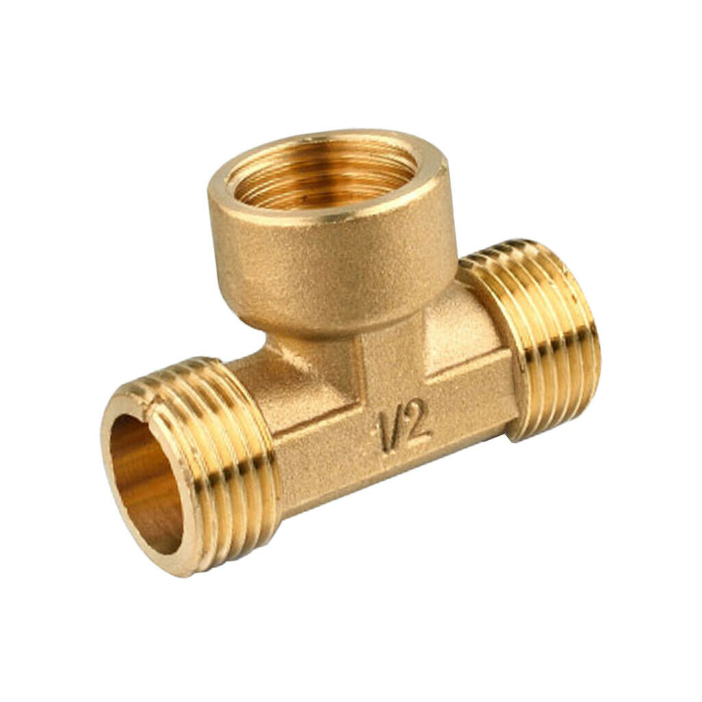 2 Pcs Thickened Anti-Burst Brass Tee Fitting Pipeline Connector Male Female Male