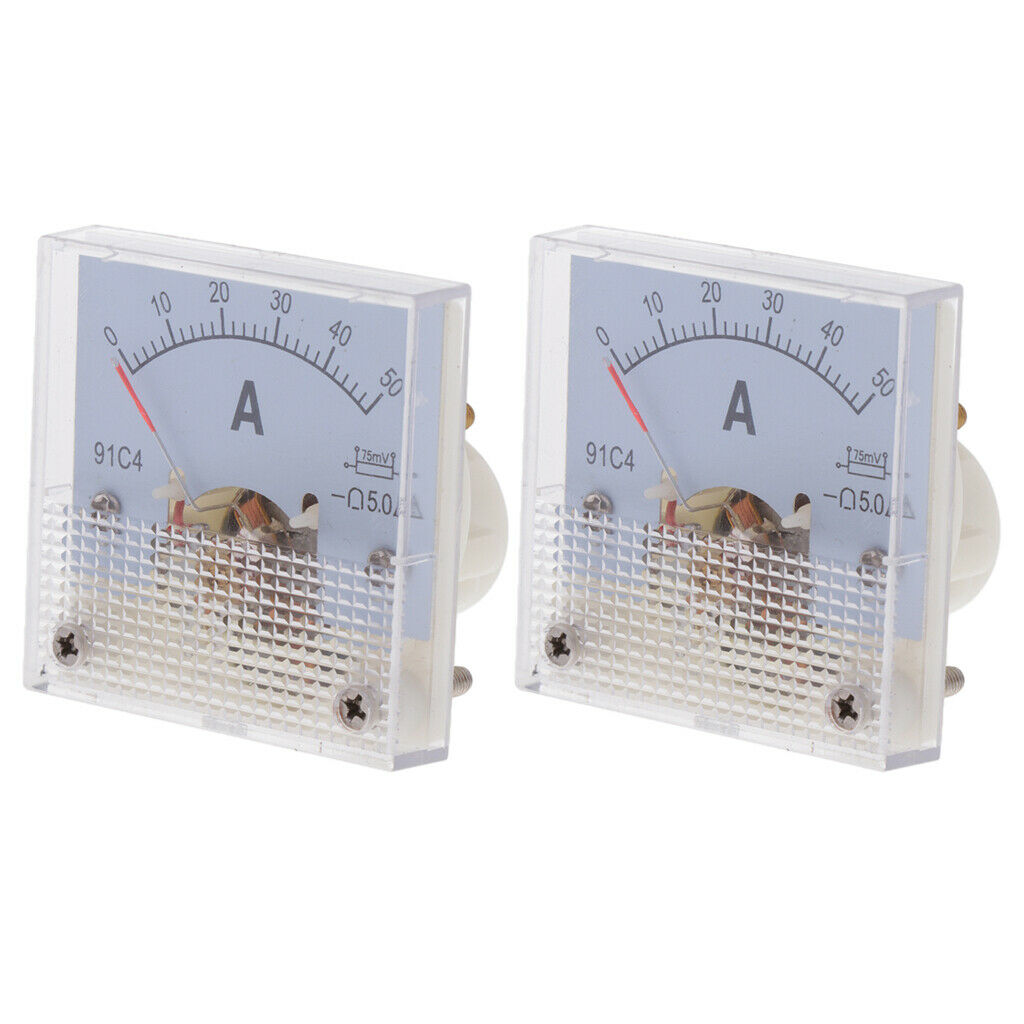 2 Pack Plastic Ammeter Analog Panel Meter Amp Meter Current Meter 75mV
