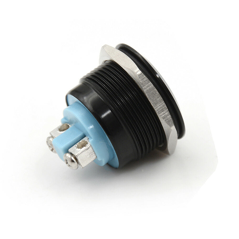 1PC 22mm waterproof black momentary metal flat top push button switch.l8