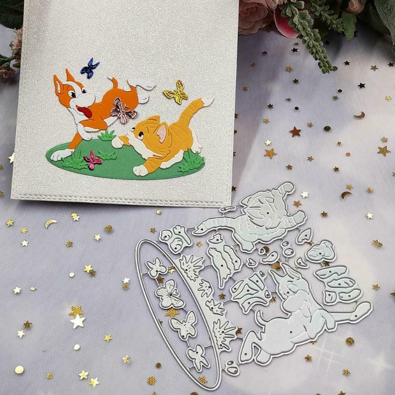 Cat Dog Butterfly Metal Cutting Dies Stencil Scrapbooking DIY Album Stamp Paper