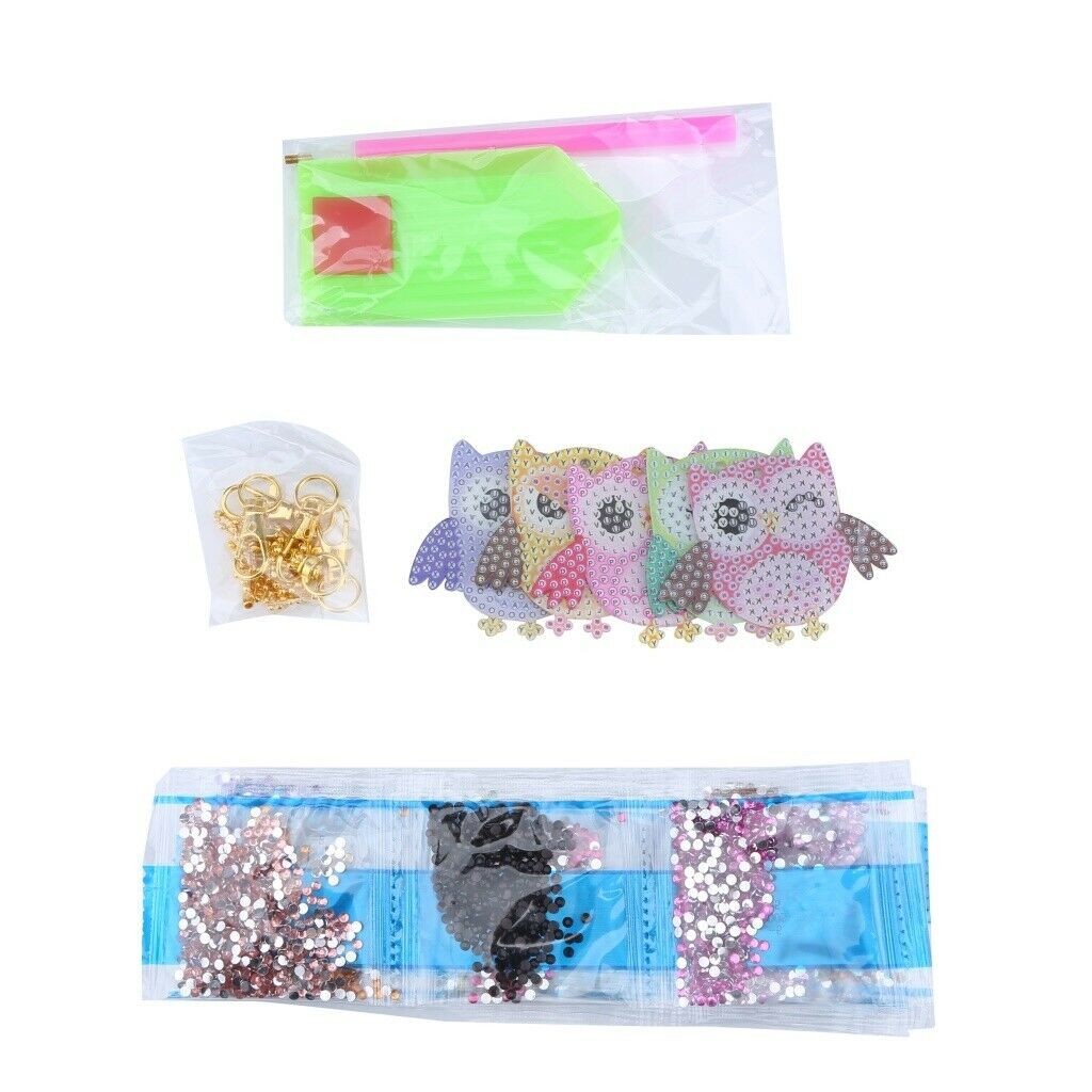 5x Keychain with Rhinestone Owl Pendant Gift for Women