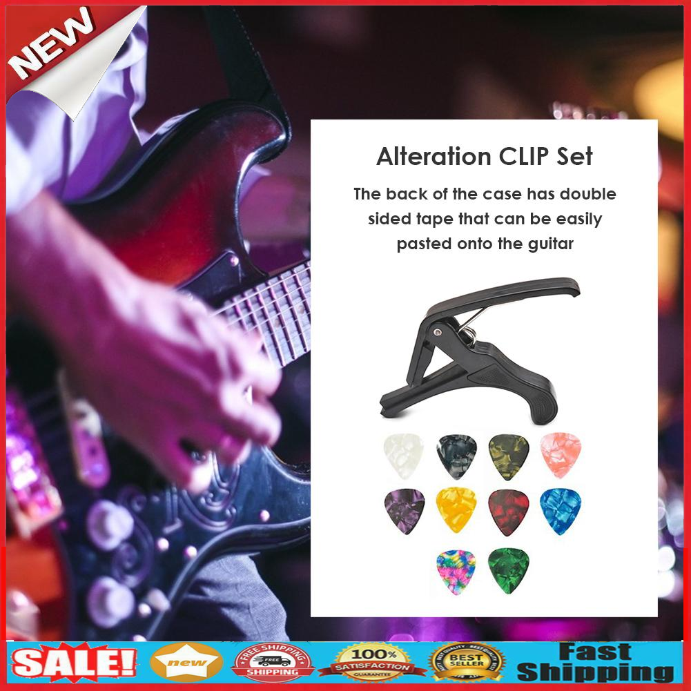 Plastic Guitar Capo Key Trigger+10 Picks Ukulele Quick Change Tuning Clamp @