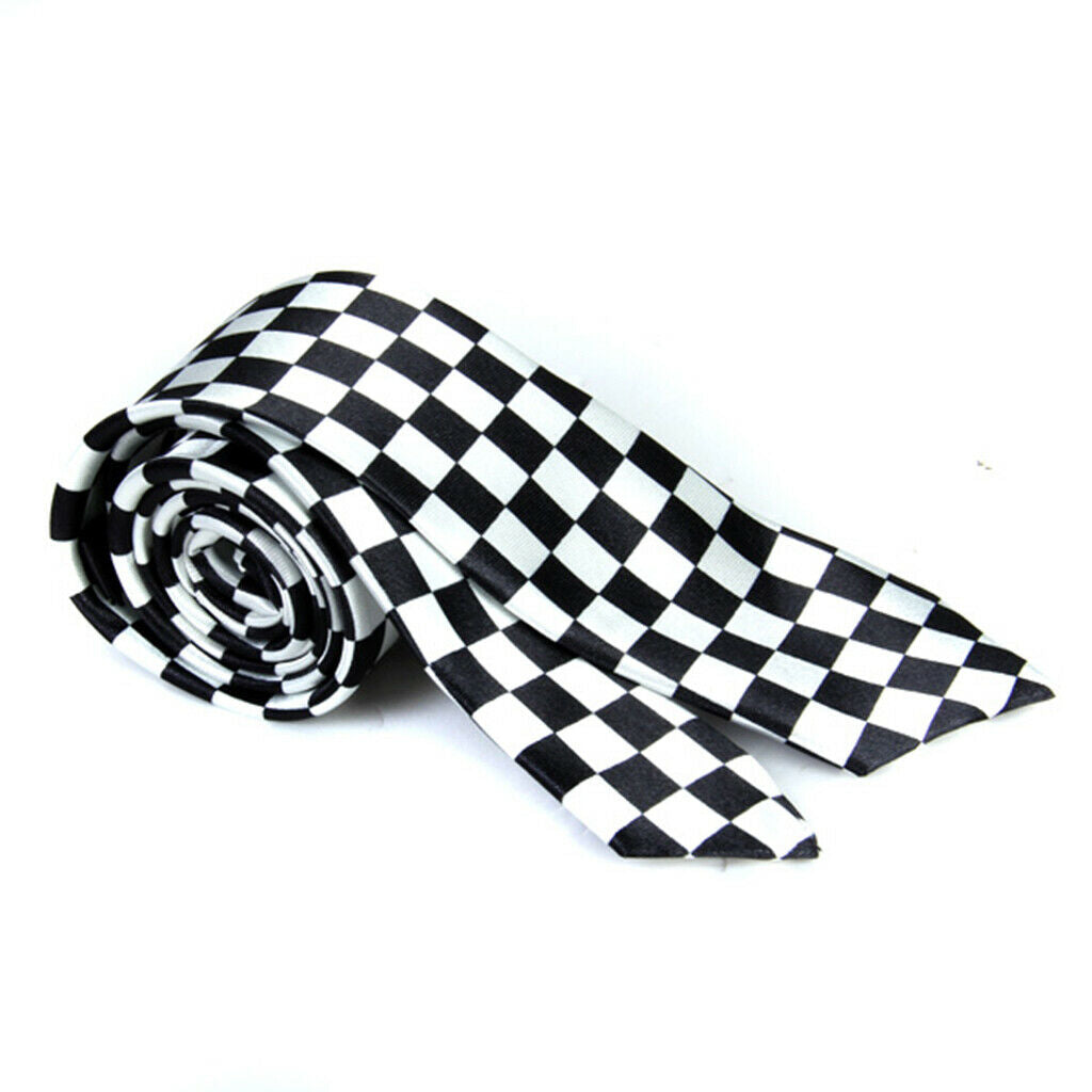 Black White Plaid Scottish  Necktie For Men